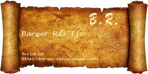 Barger Ráfis névjegykártya